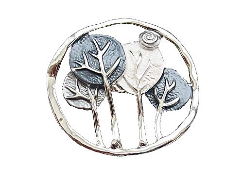 Brosche Magnetbrosche Schal Clip Bekleidung Poncho Taschen Stiefel Textilschmuck Lebensbaum Baum Blatt Silber - Grau von Lupsty