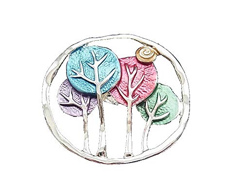 Brosche Magnetbrosche Schal Clip Bekleidung Poncho Taschen Stiefel Textilschmuck Lebensbaum Baum Blatt Silber - Multicolor von lordies