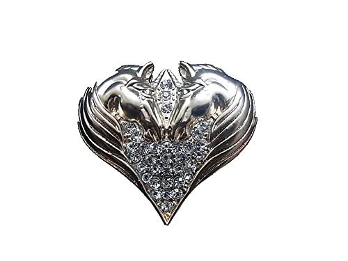 Brosche Magnetbrosche Schal Clip Bekleidung Poncho Taschen Stiefel Textilschmuck Pferde Pärchen Herz Strass Gold Matt von lordies