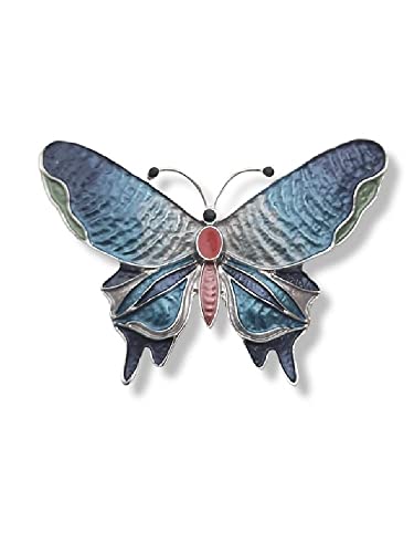 Brosche Magnetbrosche Schal Clip Bekleidung Poncho Taschen Stiefel Textilschmuck Schmetterling Blau von lordies