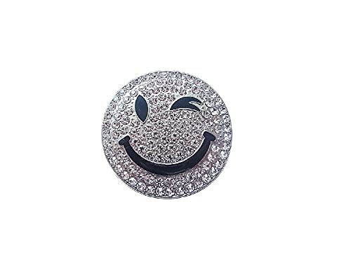 Brosche Magnetbrosche Schal Clip Bekleidung Poncho Taschen Stiefel Textilschmuck Smiley Smilie Strass Silber 4,5cm von lordies