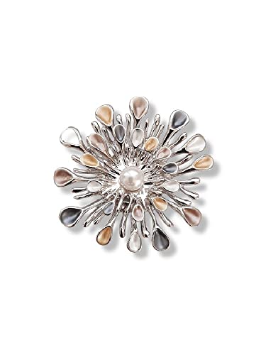 Brosche Magnetbrosche Schal Clip Bekleidung Poncho Taschen Stifel Textilschmuck Blume Silber - Gelb - Grau Perle von lordies
