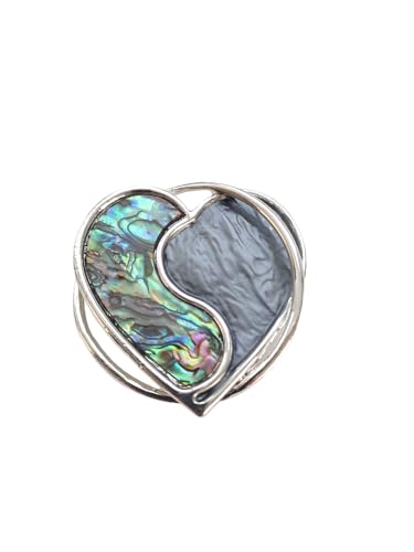 Brosche Magnetbrosche Schal Clip Bekleidung Poncho Taschen Stifel Textilschmuck Herz Perlmutt Silber - Grau von lordies