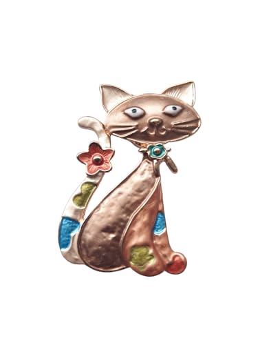 lordies Brosche Magnetbrosche Schal Clip Bekleidung Poncho Taschen Stifel Textilschmuck Katze Blume Beige von lordies