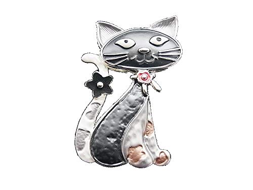 Brosche Magnetbrosche Schal Clip Bekleidung Poncho Taschen Stifel Textilschmuck Katze Blume Grau von lordies