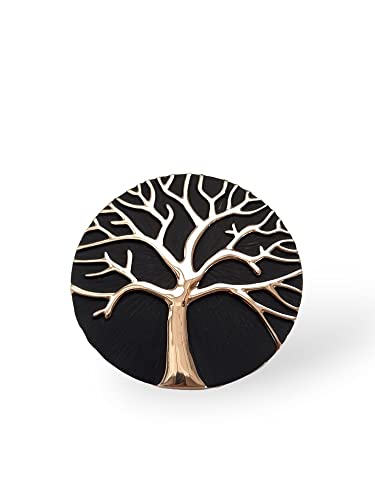 Brosche Magnetbrosche Schal Clip Bekleidung Poncho Taschen Stifel Textilschmuck Lebensbaum Schwarz Matt - Gold von lordies
