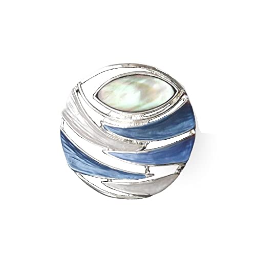lordies Brosche Magnetbrosche Schal Clip Bekleidung Poncho Taschen Stifel Textilschmuck Perlmutt Silber - Blau von lordies