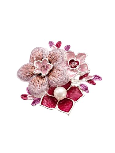 lordies Brosche Magnetbrosche Schal Taschen Textilschmuck Clip Poncho Blume Perle (Fuchsia) von lordies