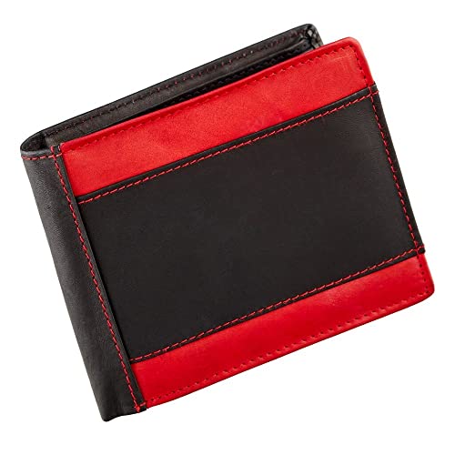 lordies Echt Leder Geldbörse Geldbeutel Schwarz mit Muster Schwarz - Rot von lordies