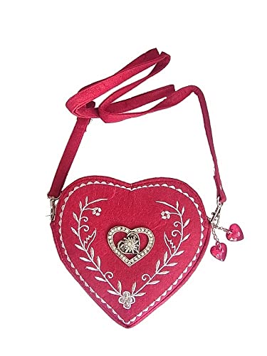 Edelweiss Trachten Tasche Oktoberfest Dirndl Herzform abnehmbarem Langer Filzoptik Fuchsia von lordies