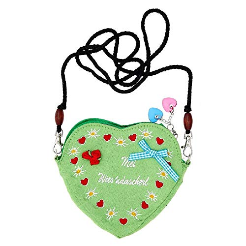 Edelweiss Trachten Tasche Oktoberfest Dirndl Herzform abnehmbarem Langer Kordel Grün von lordies