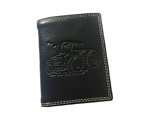 Herren Geldbörse Portmonee Portemonnaie Geldbeutel Echtes Leder Traktor Schwarz von lordies