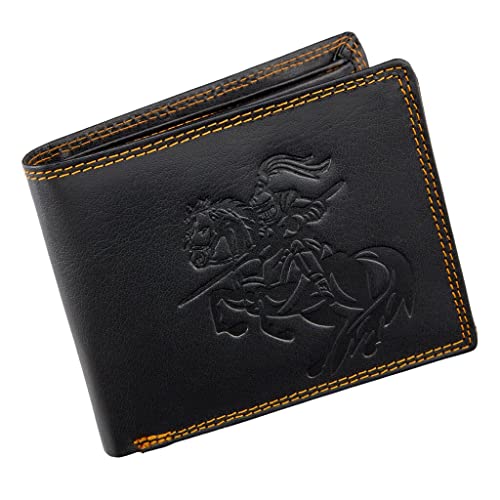 Herren Geldbörse Portmonee Portemonnaie Geldbeutel mit Ritter-auf-Pferd Motiv Schwarz Black von lordies
