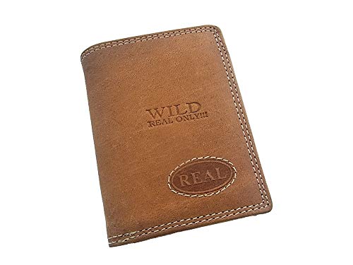 Wild Real Only Herren Geldbörse Portemonnaie Portmonee aus echtem Leder 10,3 x 8cm x 2cm Tan von lordies