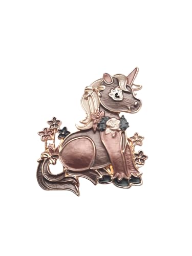 lordies Brosche Magnetbrosche Schal Bekleidung Poncho Textilschmuck Einhorn Unicorn Braun - Gold von lordies