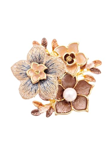 lordies Brosche Magnetbrosche Schal Taschen Textilschmuck Clip Poncho Blume Perle (Beige) von lordies