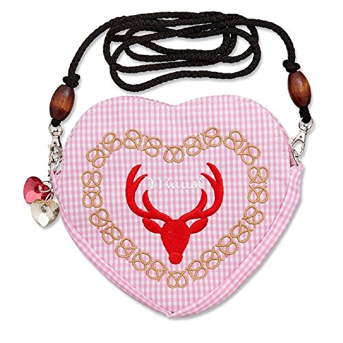 lordies Edelweiss Trachten Tasche Oktoberfest Dirndl Herzform Mausi Hirschkopf Rosa von lordies