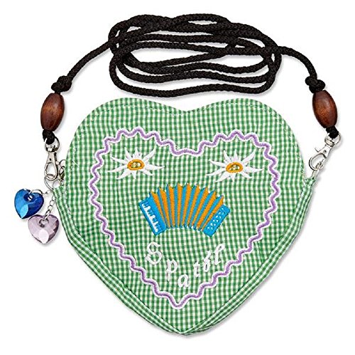 lordies Edelweiss Trachten Tasche Oktoberfest Dirndl Herzform Spatzl Ziehharmonika Grün von lordies