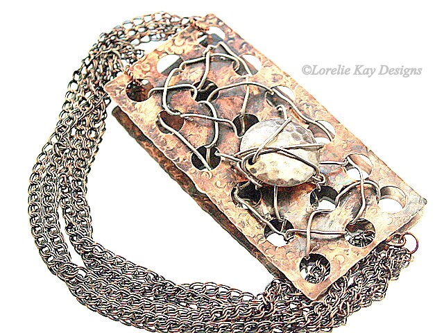 Edgy Organic Kupfer Halskette Handgeschmiedet Industrieller Draht & Metall Statement Metallarbeit von loreliekaydesigns
