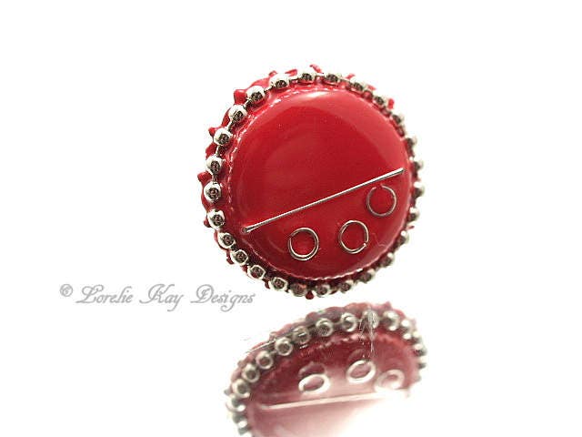Mod Harz Gussharz Ring Fein Silber Vergoldet Moderne Big Red Circle von loreliekaydesigns