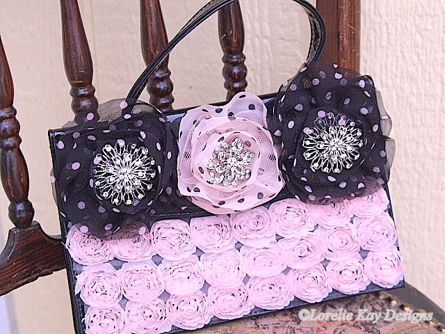 Rosa Und Schwarzen Blumen Handtasche Upcycled Strass Ein Unikat Hochzeit Braut Prom von loreliekaydesigns