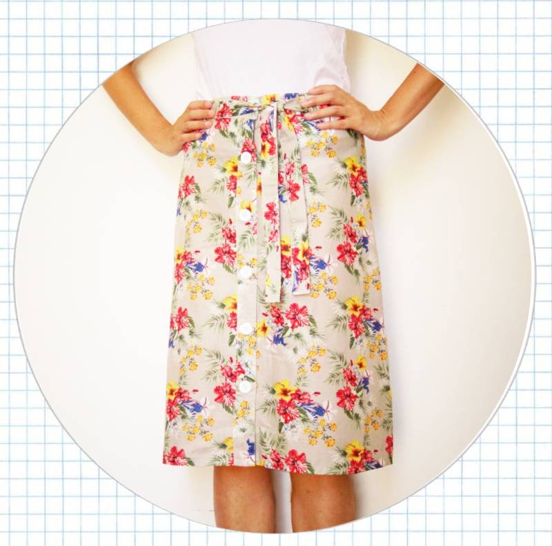 Floral Baumwollrock Mit Knöpfen von lorettascarves