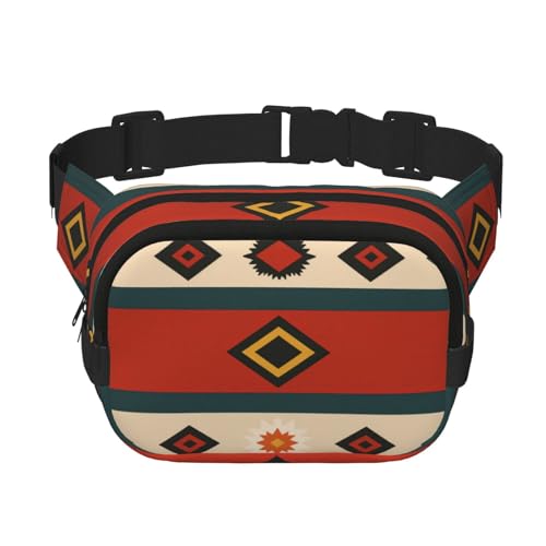 Damen Bauchtasche mit geometrischem Trib-Print, mit verstellbarem Riemen, für Workout, Laufen, Wandern, Schwarz, Einheitsgröße Damen Bauchtasche mit geometrischem Trib-Print, mit verstellbarem Riemen, für Workout, Laufen, Wandern, Schwarz, Einheitsgröße von loroo