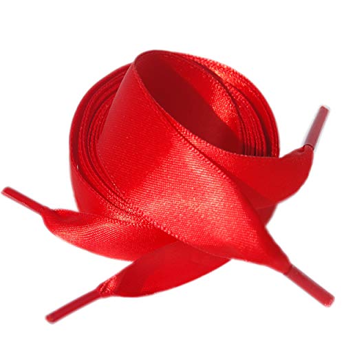 lorpops Satinband Schnürsenkel für Frauen Mädchen 1 Paar Pack 5 Farben, 3/4 Zoll Breite(UK) (31.5inch/80cm, Rot) von lorpops