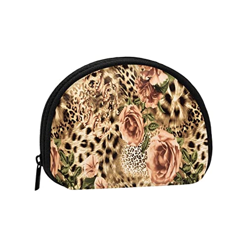 3D-gestreifte Leoparden-Blume, Geldbörse, Kosmetiktasche, Damen-Aufbewahrungstasche, kleine Münzgeldbörse, Münztasche von losolese