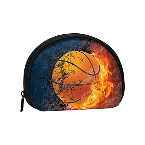 Basketball Ball Red Fire, Brieftasche Shell Make-up Tasche Frauen Aufbewahrungstasche Kleine Geldbörse Shell Wechseltasche von losolese