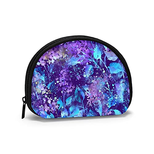 Blaue Aquarellblumen, Geldbörse, Muschel, Make-up-Tasche, Damen-Aufbewahrungstasche, kleine Geldbörse, Muschel-Wechseltasche von losolese