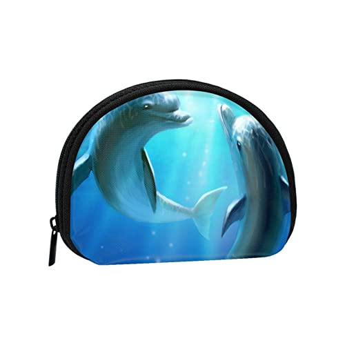 Dolphins Undersea World, Geldbörse, Muschel-Make-up-Tasche, Damen-Aufbewahrungstasche, kleine Münzbörse, Muschel-Wechseltasche von losolese