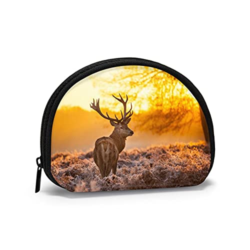 Elk In The Sunset, Geldbörse, Muschel-Make-up-Tasche, Damen-Aufbewahrungstasche, kleine Münzbörse, Muschel-Wechseltasche von losolese