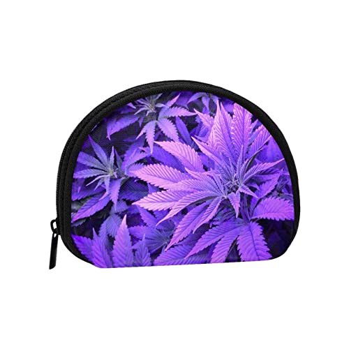 Lila Cannabisblatt, Portemonnaie, Muschel-Make-up-Tasche, Damen-Aufbewahrungstasche, kleine Geldbörse, Muschel-Wechseltasche von losolese