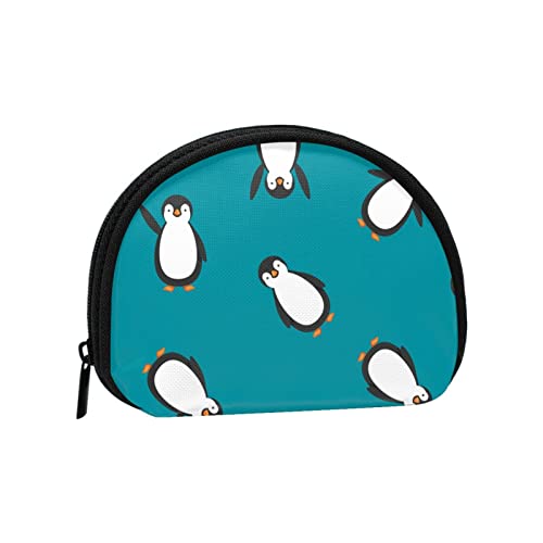 Lustige süße Pinguine Blau, Brieftasche Shell Make-up Tasche Frauen Aufbewahrungstasche Kleine Geldbörse Shell Kleingeldbeutel von losolese