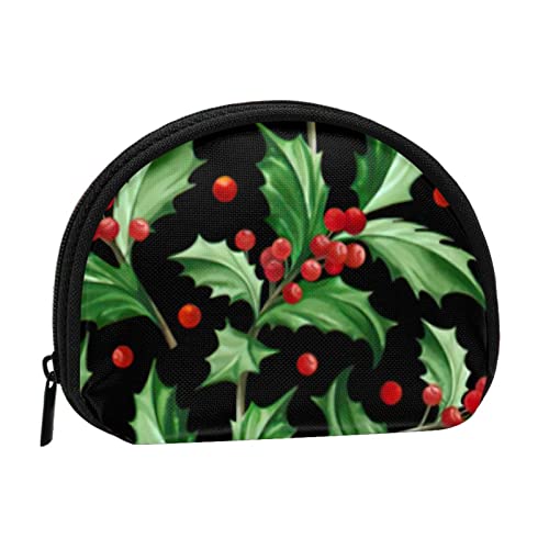 Merry Christmas Holly, Portemonnaie Shell Make-up-Tasche Damen Aufbewahrungstasche Kleine Geldbörse Shell Kleingeldbeutel von losolese