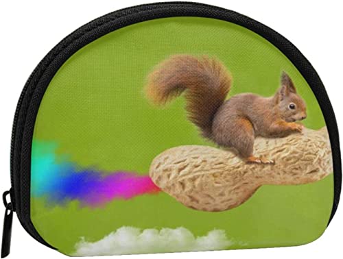 Regenbogen-lustiges fliegendes Eichhörnchen, Geldbörse, Muschel-Make-up-Tasche, Damen-Aufbewahrungstasche, kleine Geldbörse, Muschel-Wechseltasche von losolese