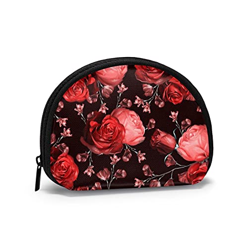 Schöne rote Rose, Geldbörse, Muschel, Make-up-Tasche, Damen-Aufbewahrungstasche, kleine Geldbörse, Muschel-Wechseltasche von losolese