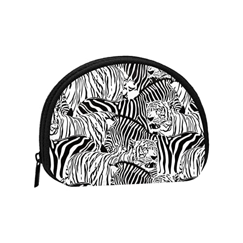 Tiger und Zebra, Geldbörse, Muschel-Make-up-Tasche, Damen-Aufbewahrungstasche, kleine Geldbörse, Muschel-Wechseltasche von losolese