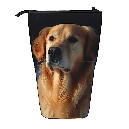 losolese Teleskop-Federmäppchen mit Golden Retriever-Aufdruck, Standstifthalter mit Reißverschluss, Make-up-Tasche, Bleistiftbeutel, Stifttasche von losolese