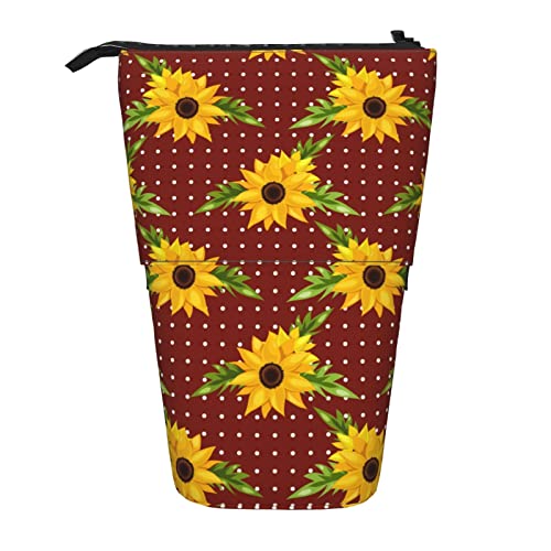 losolese Teleskop-Federmäppchen mit Sonnenblumen-Motiv, Stand-Stifthalter mit Reißverschluss, Make-up-Tasche, Bleistiftbeutel, Stifttasche von losolese