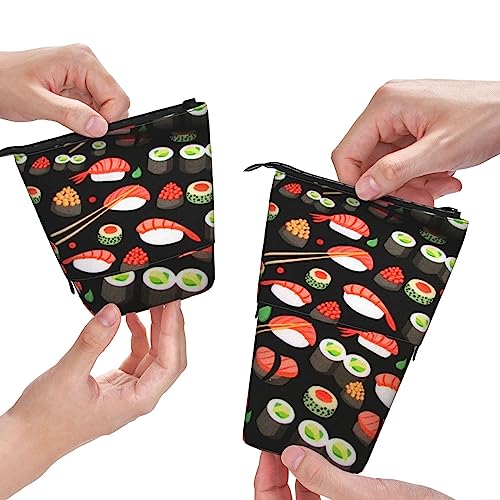 losolese Teleskop-Federmäppchen mit japanischem Yummy-Sushi-Print, Standstifthalter mit Reißverschluss, Make-up-Tasche, Bleistiftbeutel, Stifttasche von losolese