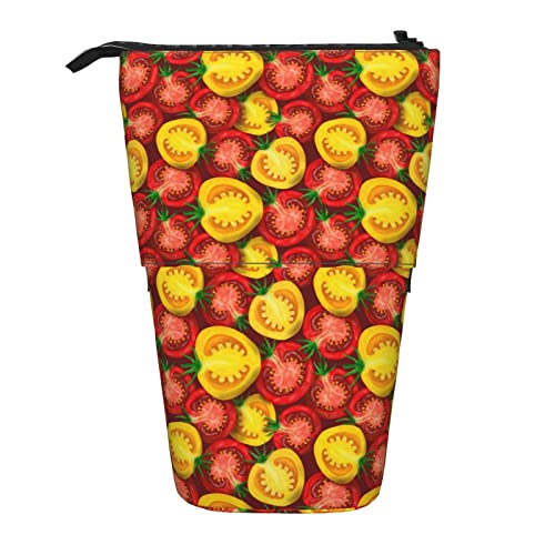 losolese Tomaten-Teleskop-Federmäppchen, Ständer-Stifthalter mit Reißverschluss, Make-up-Tasche, Bleistiftbeutel, Stifttasche von losolese