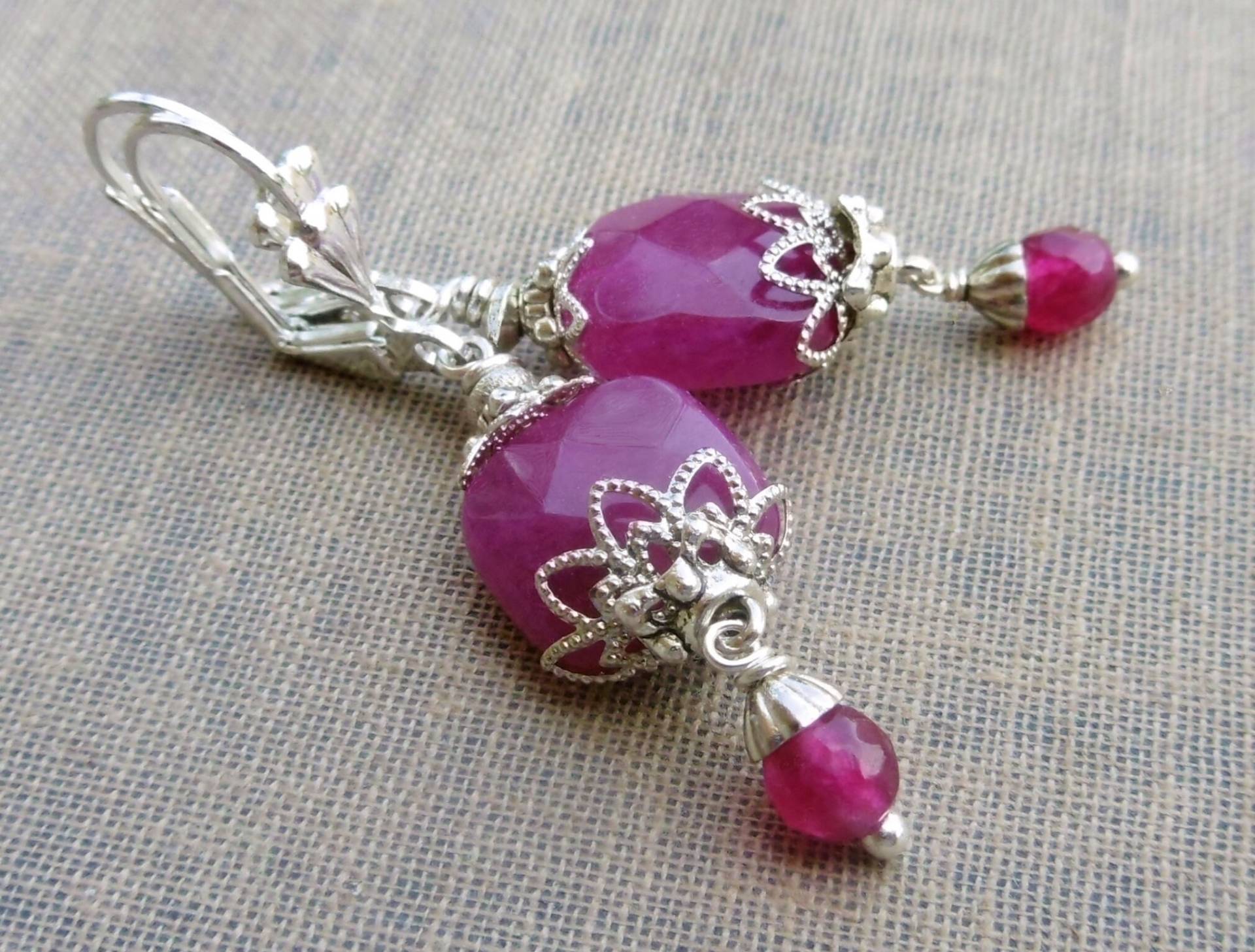 Ohrringe Prisca Achat Fuchsia Mit Silber von lottedeluex