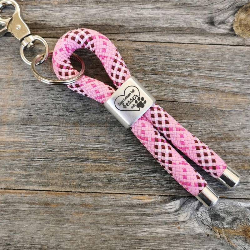 Schlüsselanhänger "Das Leben Ist Besser Mit..." Aus Tau, Segelseil, Pink/Rosa Bunt, Ppm Seil Schlüsselanhänger "Das Leben Ist Besser Mit..." Aus Tau, Segelseil, Pink/Rosa Bunt, Ppm Seil von lottilouDesign