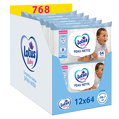 Lotus Baby Haut Nette Babytücher – 768 Tücher (12 x 64 Stück) – hypoallergen und dermatologisch getestet von lotus Baby