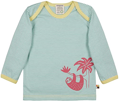 loud + proud Baby - Mädchen Striped Shirt with Print Organic Cotton Langarmshirt, per Pack Grün (Mint MIN), 62/68 (Herstellergröße: 62/68) von loud + proud