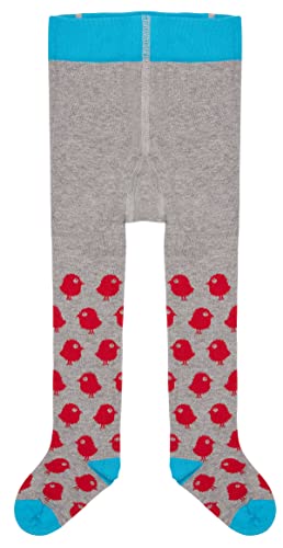 Meyco Loud + Proud Unisex Kinder Gestrickt, Gots Zertifiziert Strumpfhose, Grey/Birds, 122-128 EU von loud + proud