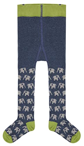 Meyco Loud + Proud Unisex Kinder Gestrickt, Gots Zertifiziert Strumpfhose, Ultramarine/Elephants, 122-128 EU von loud + proud