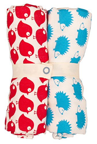 loud + proud Baby-Unisex Spucktuch im Doppelpack Halstuch, Rot (Tmato/Sky to/sk), One Size (2er Pack) von loud + proud